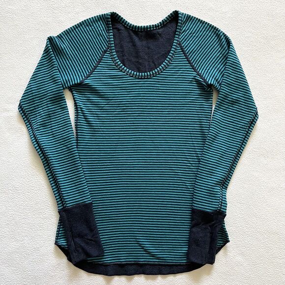 NWT Lululemon Open Your Heart Long Sleeve Heathered Ink Classic Stripe Top 2 - Picture 8 of 11